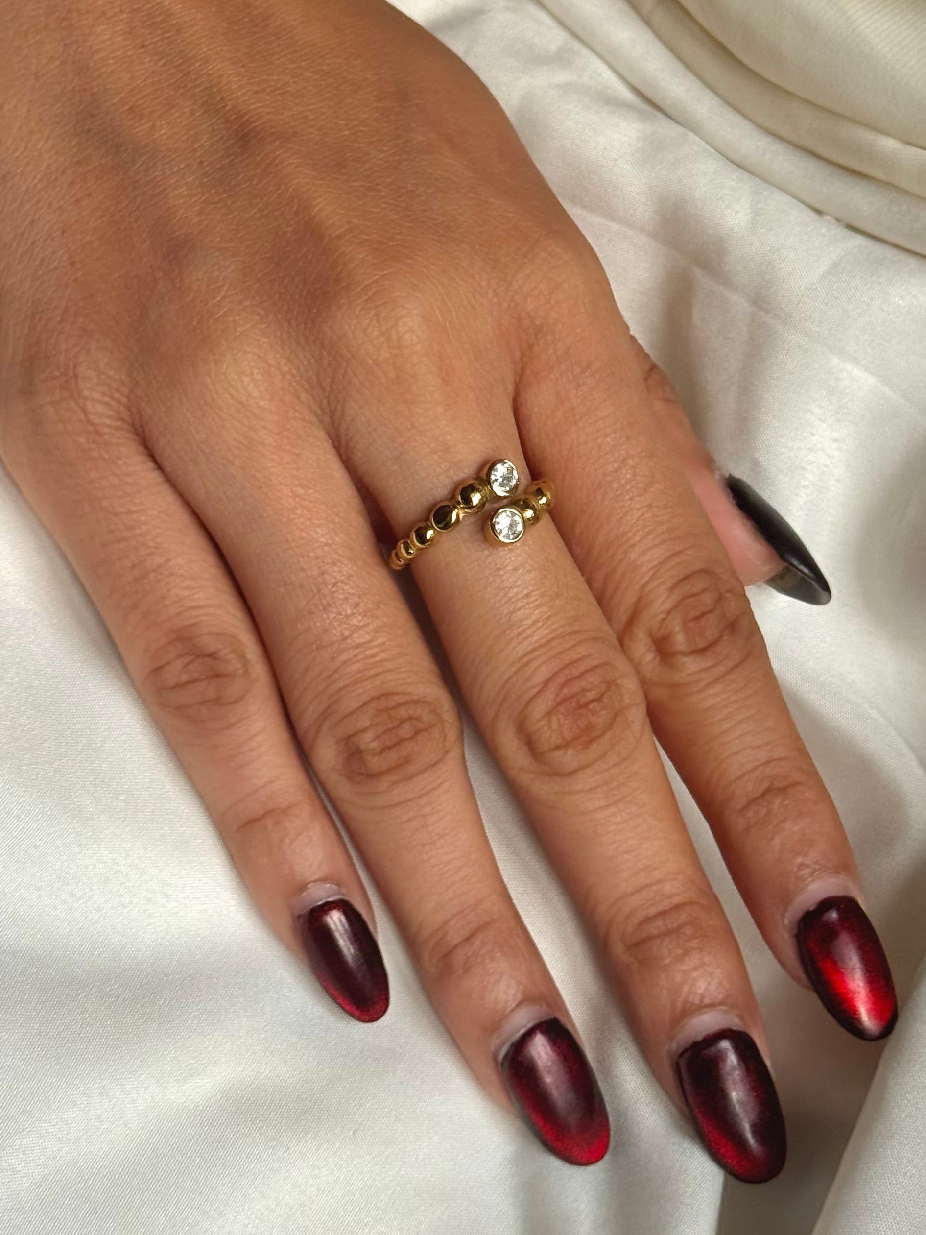 Diamond Gold Beads Ring