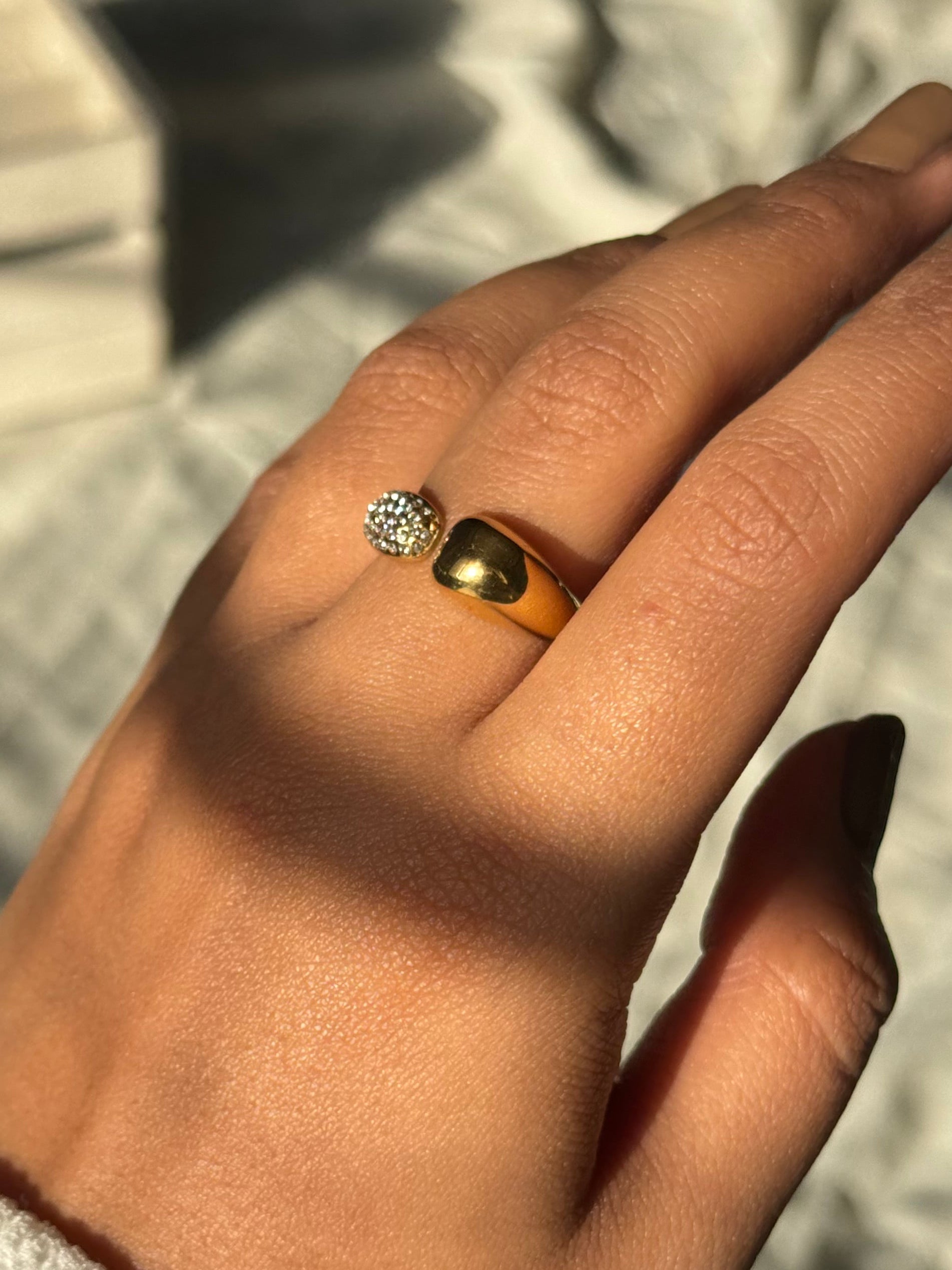 Chunky Half Diamond Gold Ring