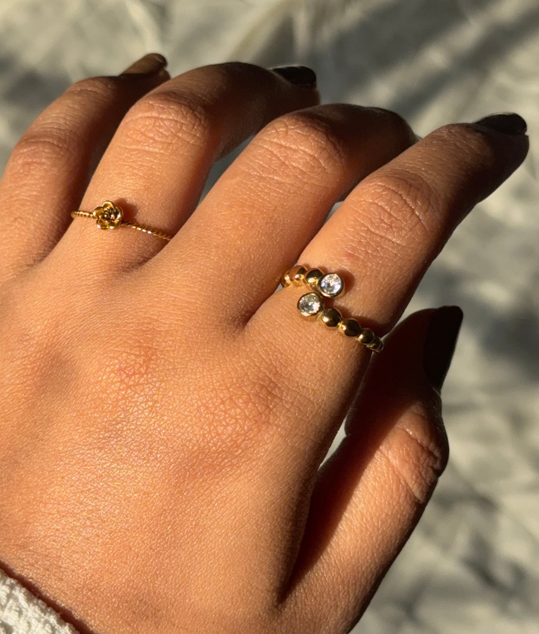 Diamond Gold Beads Ring