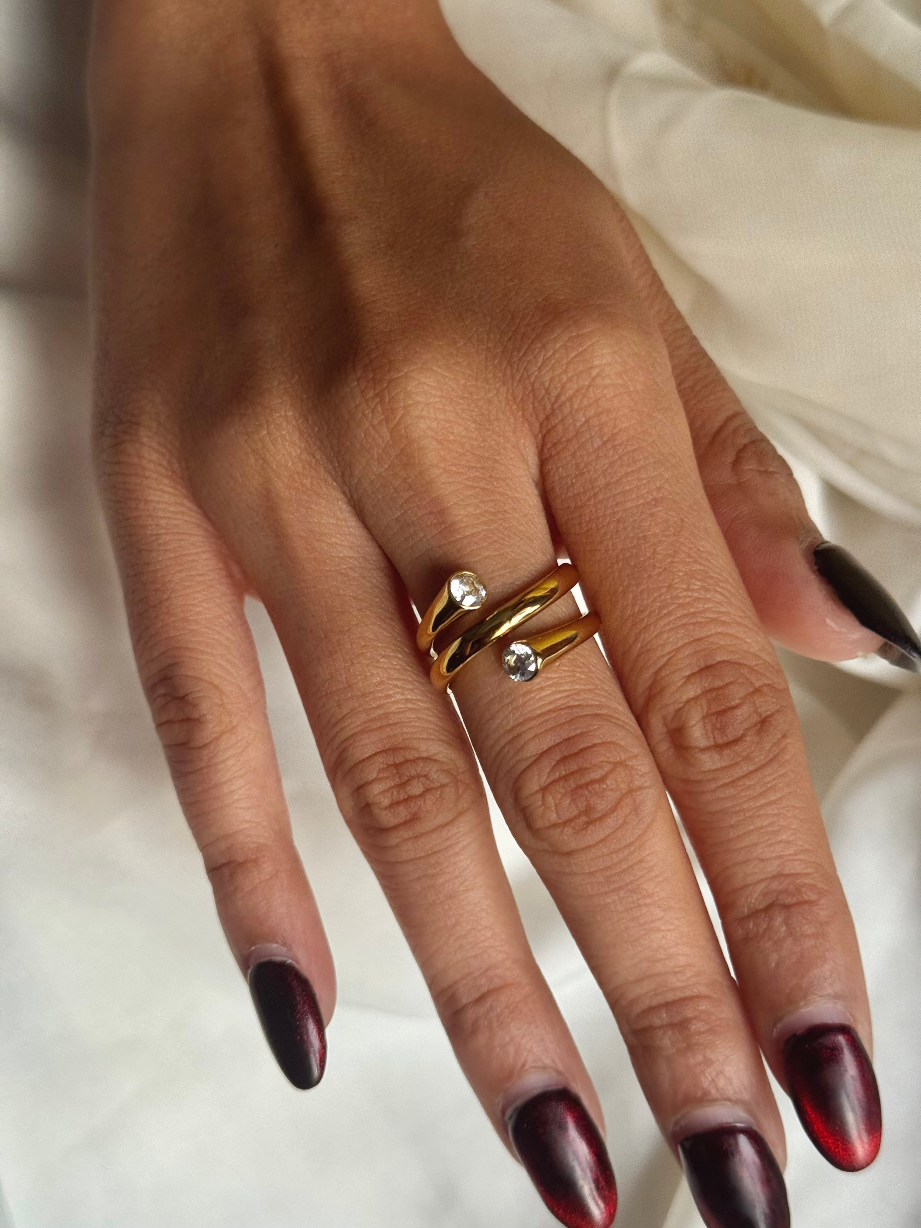 Statement Gold Diamond Ring (Adjustable)