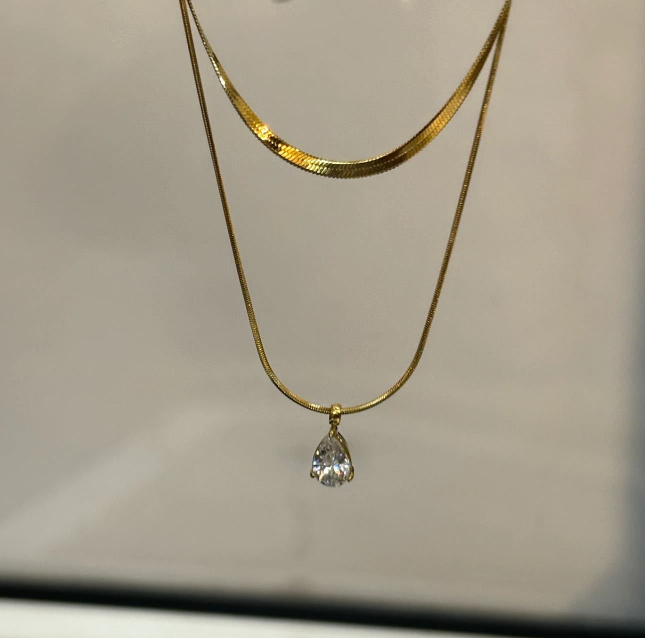 Double Layer Drop Diamond Necklace