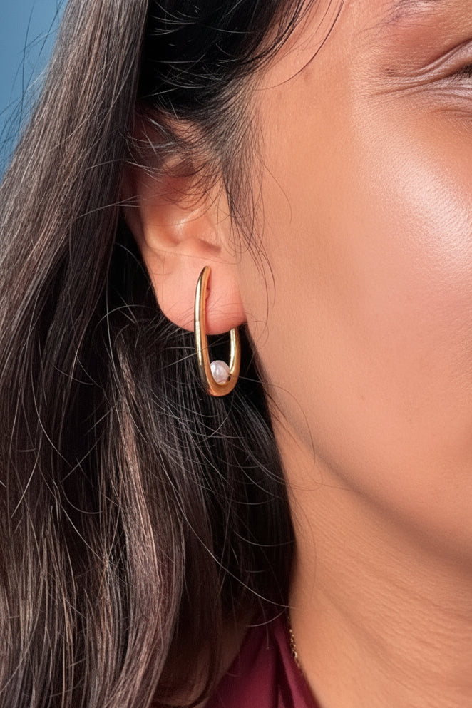 Pearl Stud Gold Earrings