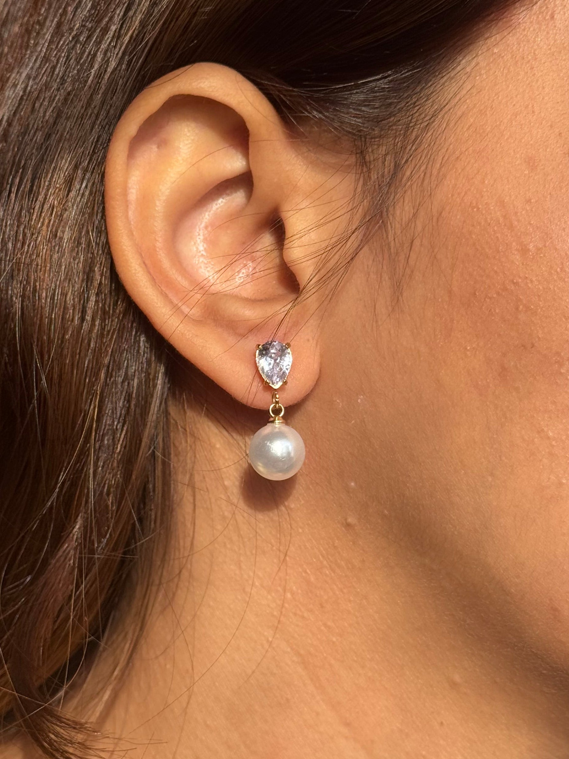 Pearl Drop Diamond Earrings