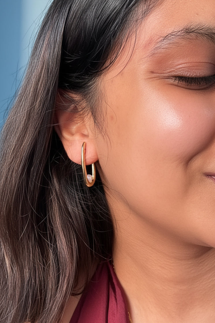 Pearl Stud Gold Earrings