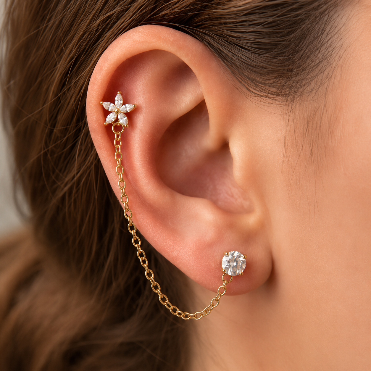 Flower Diamond piercings