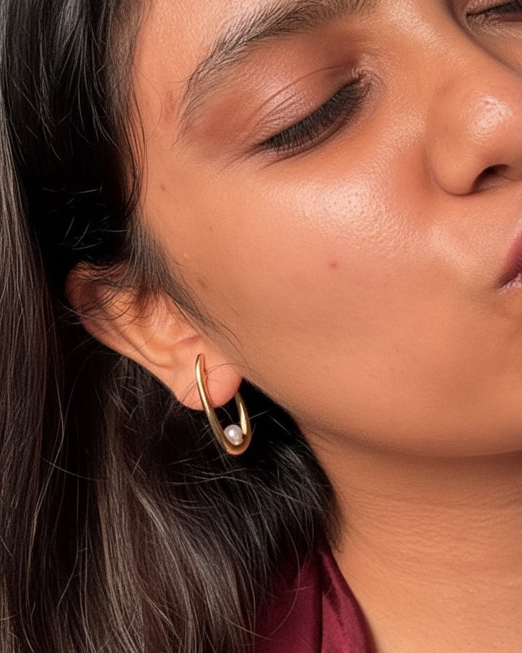 Pearl Stud Gold Earrings