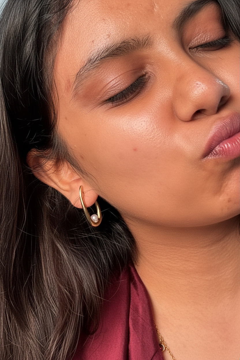 Pearl Stud Gold Earrings
