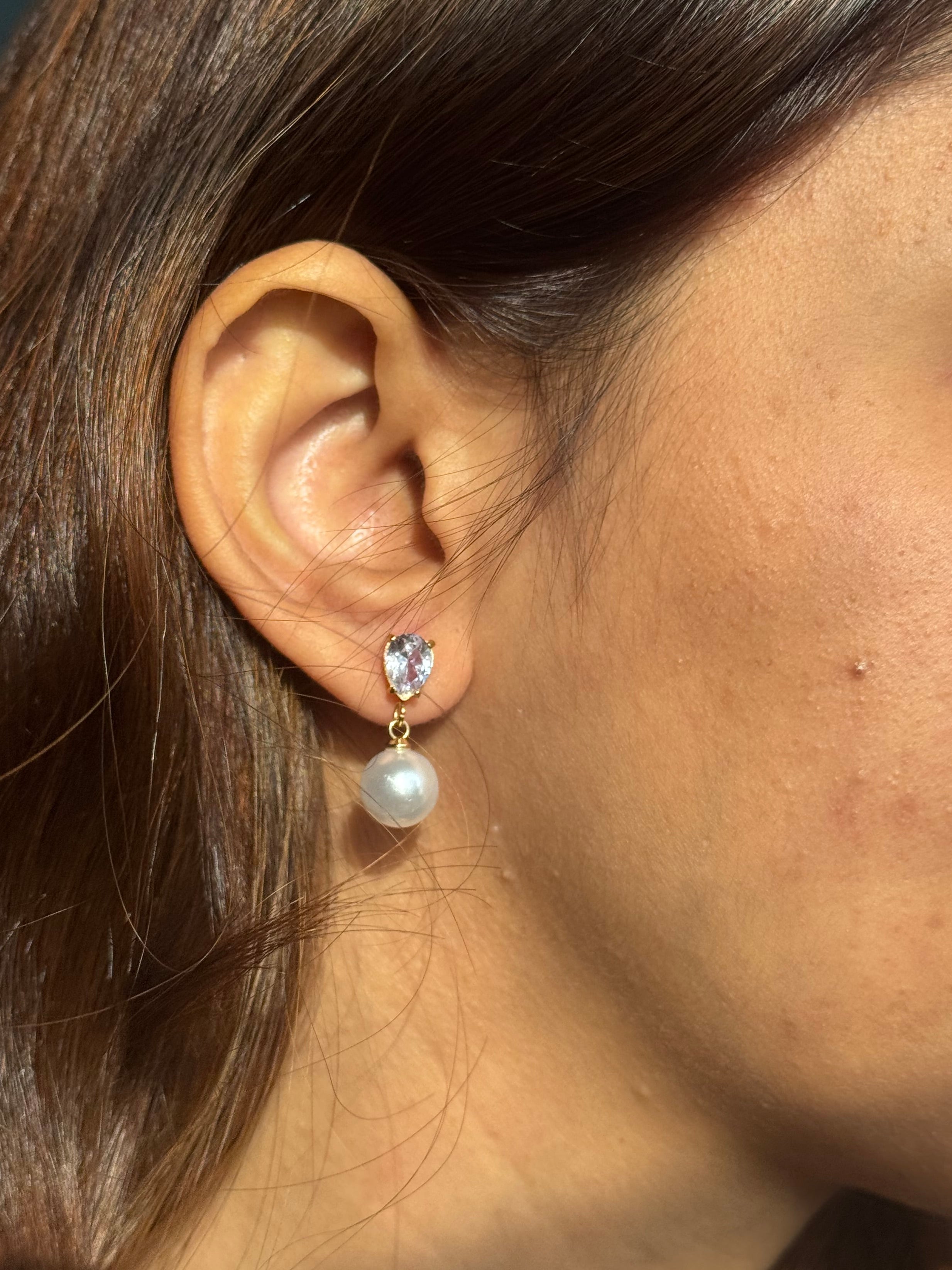 Pearl Drop Diamond Earrings
