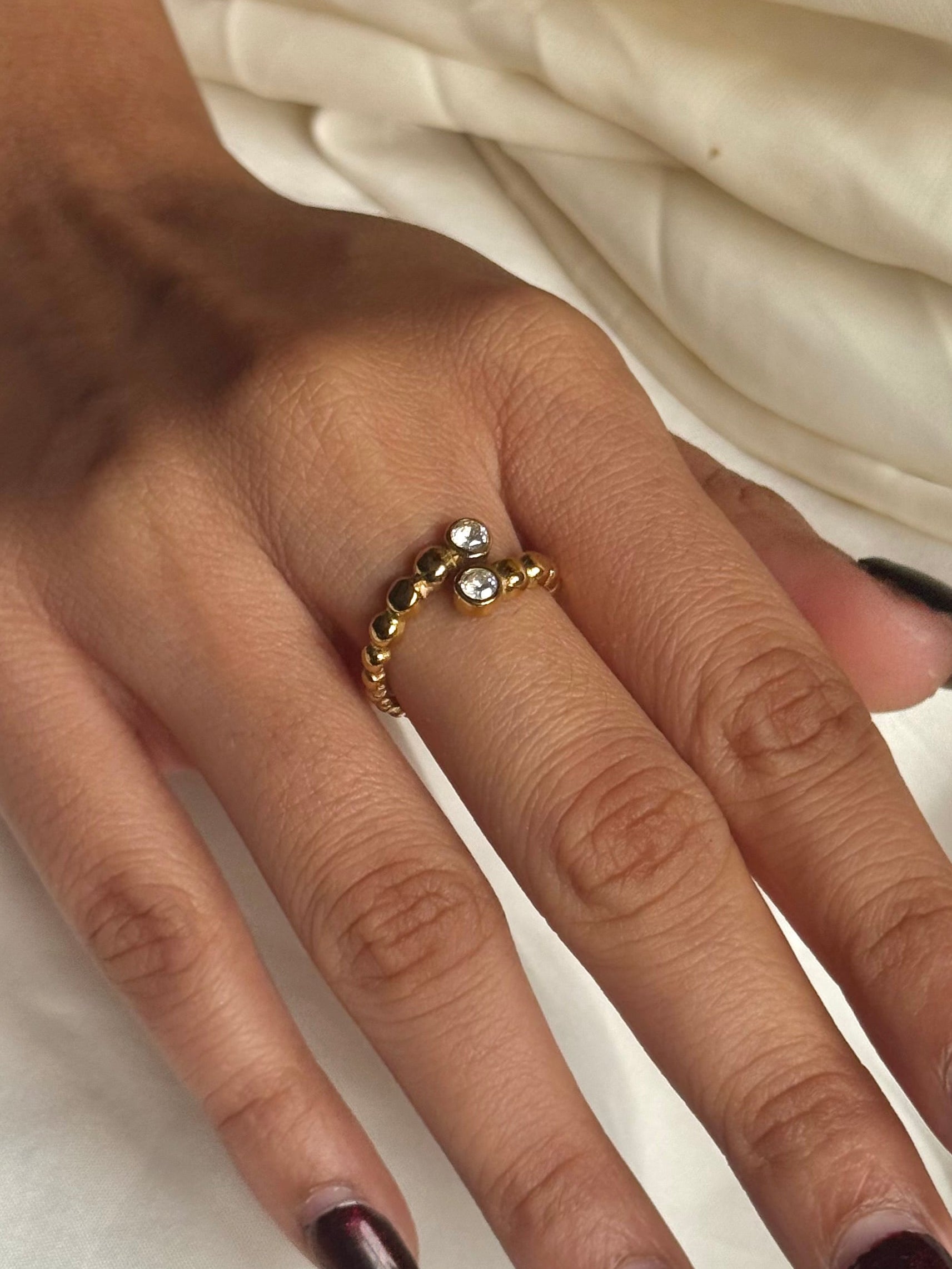 Diamond Gold Beads Ring