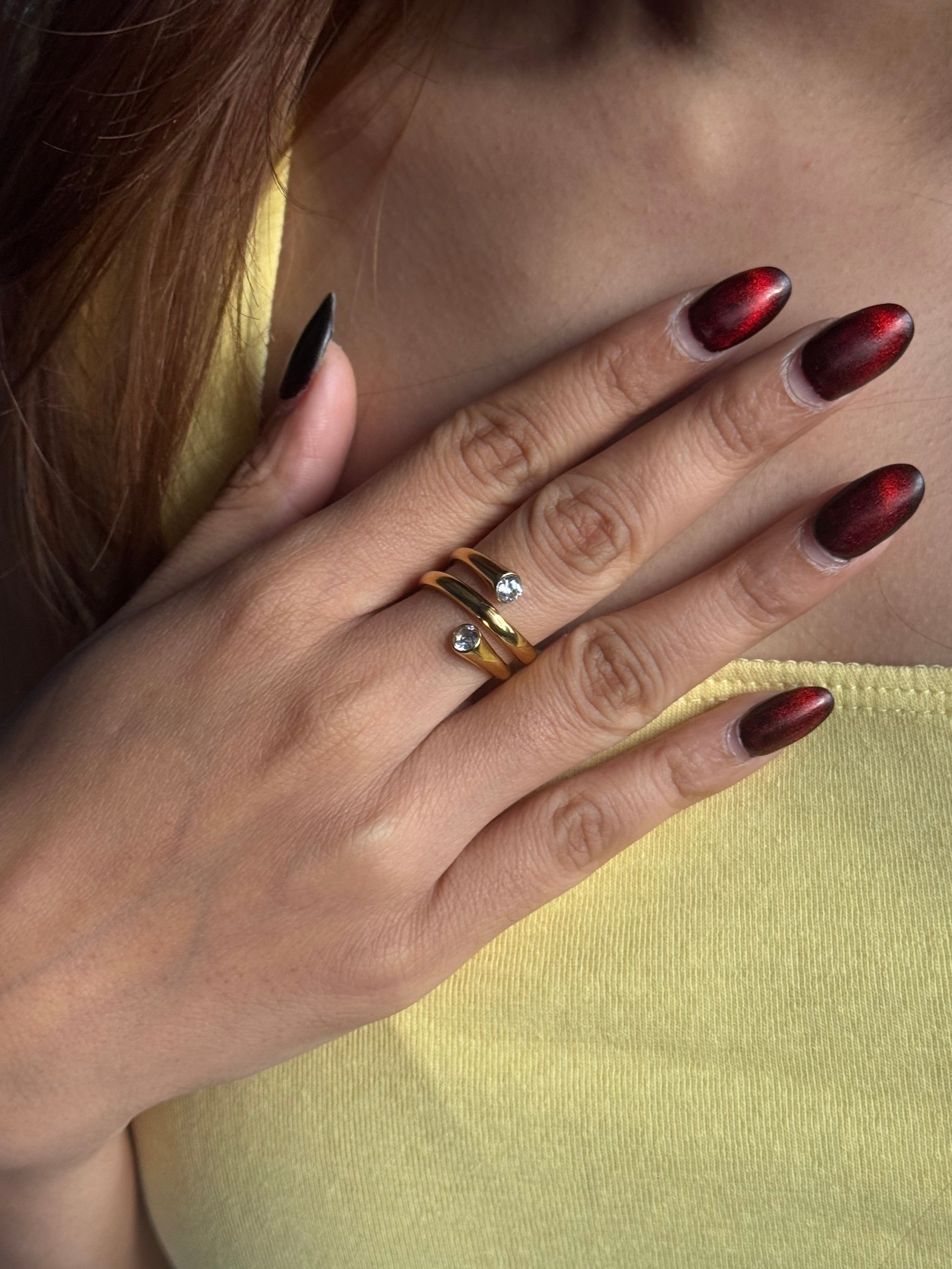 Statement Gold Diamond Ring (Adjustable)