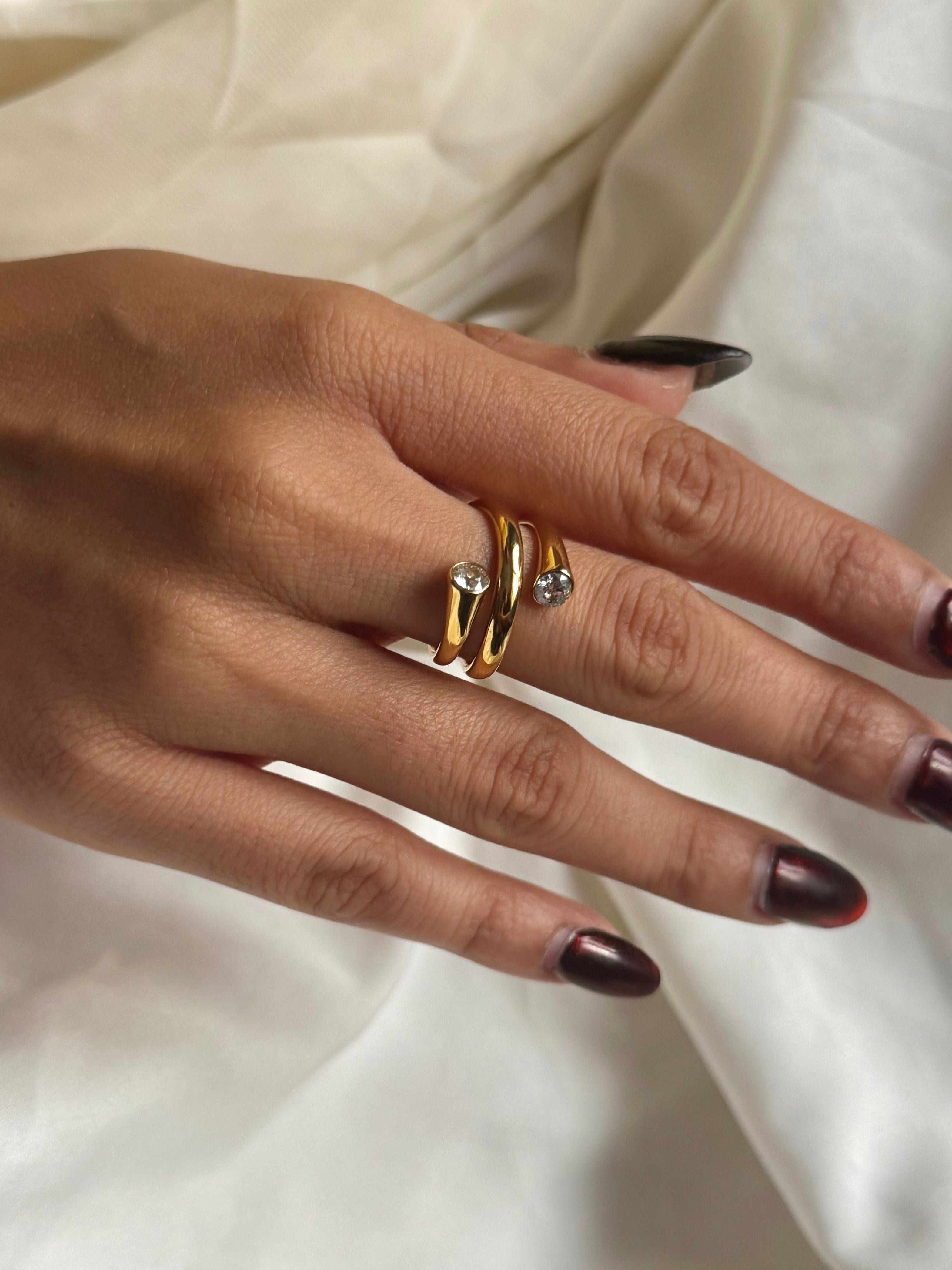 Statement Gold Diamond Ring (Adjustable)