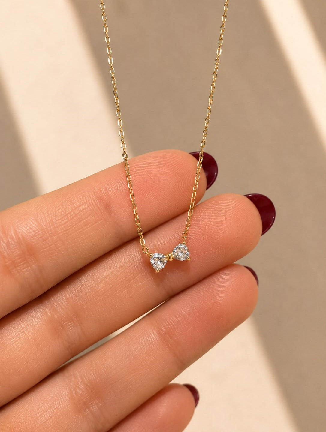 Dainty Diamond Bow Necklace