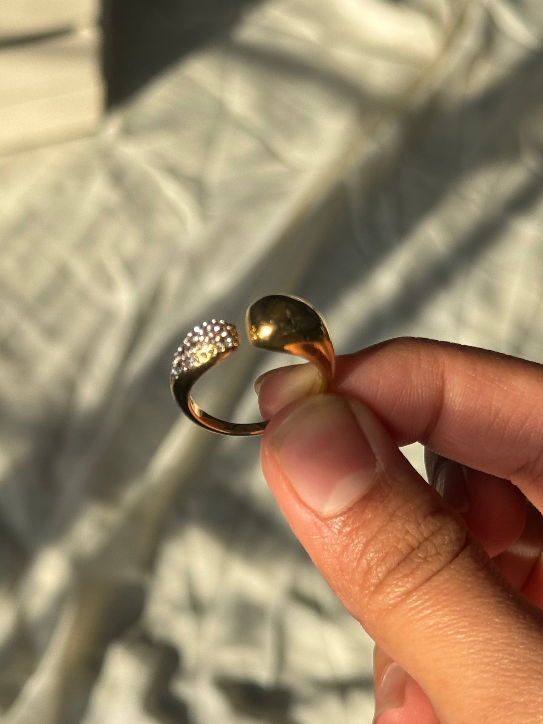 Chunky Half Diamond Gold Ring