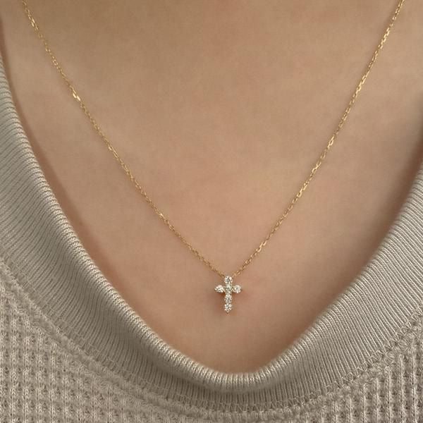 Dainty Cross Diamond Necklace
