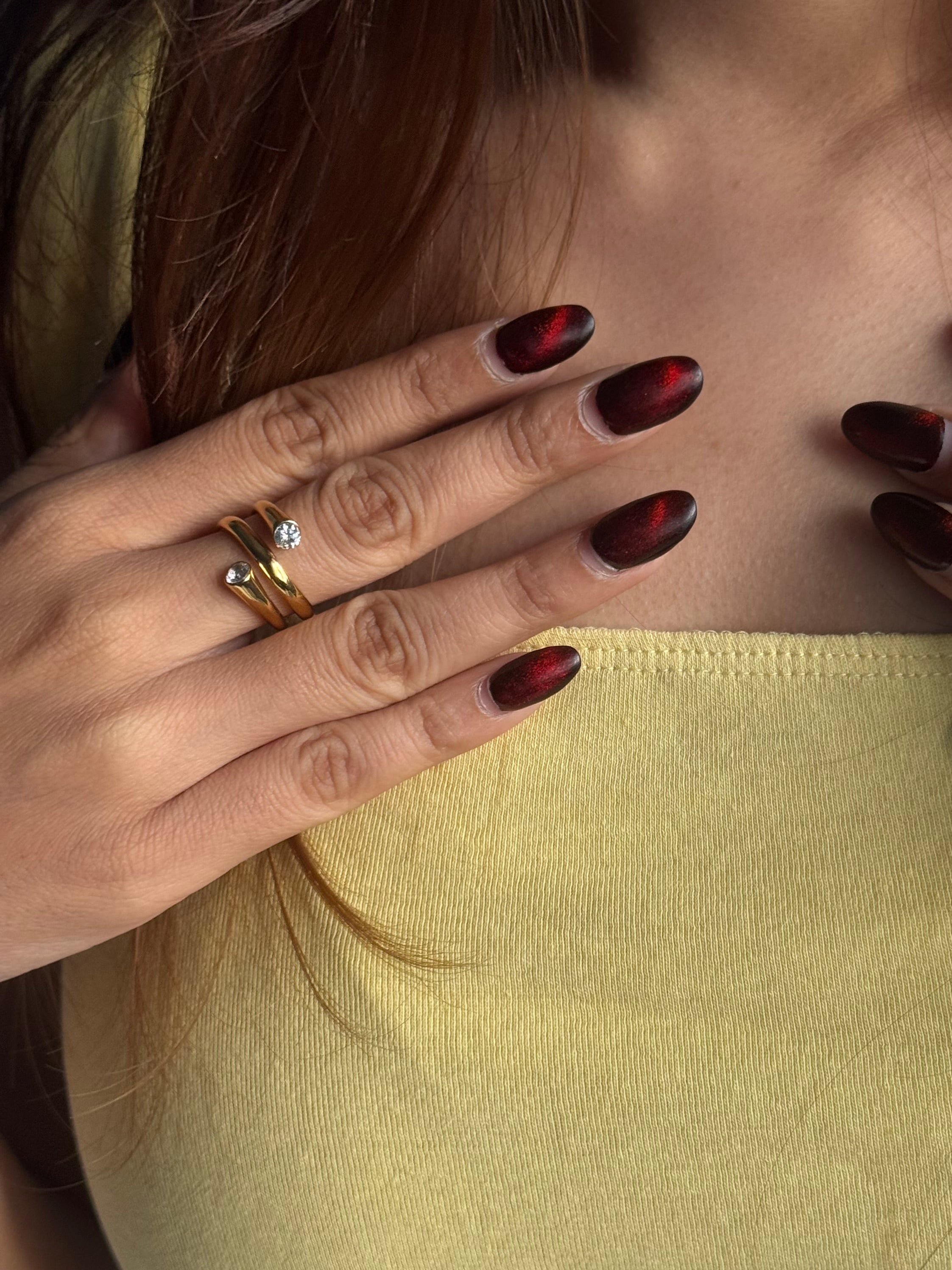 Statement Gold Diamond Ring (Adjustable)