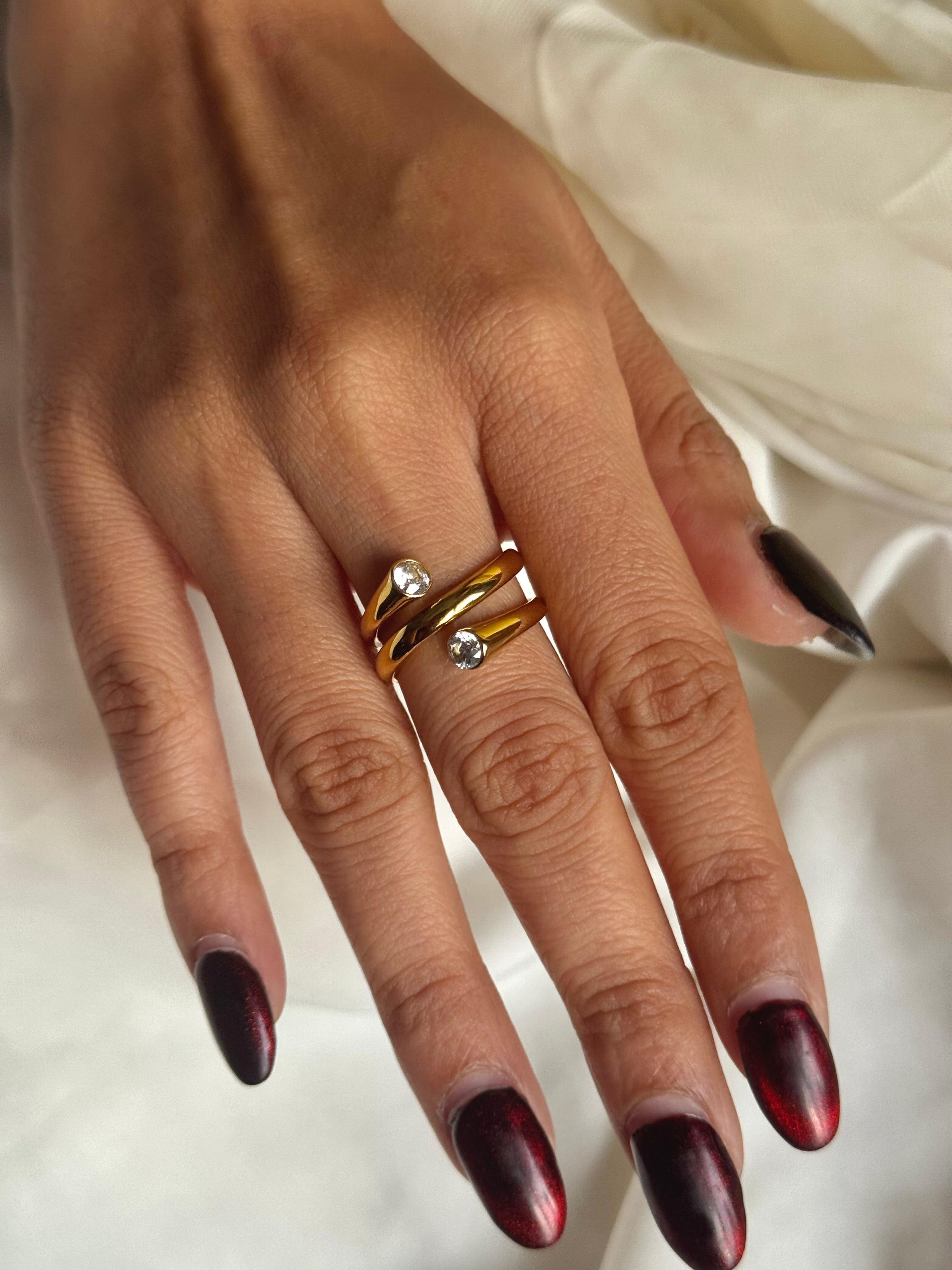 Statement Gold Diamond Ring (Adjustable)