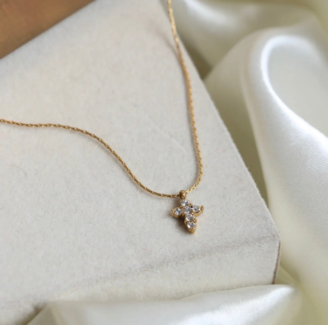 Dainty Cross Diamond Necklace