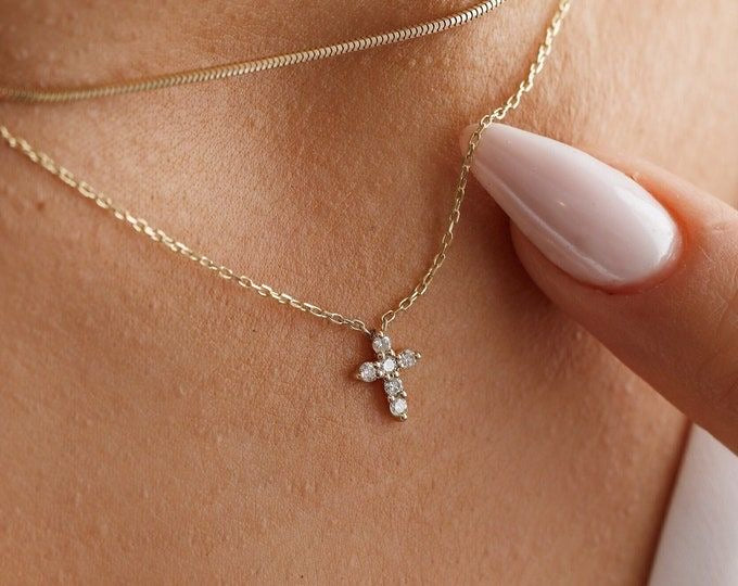 Dainty Cross Diamond Necklace