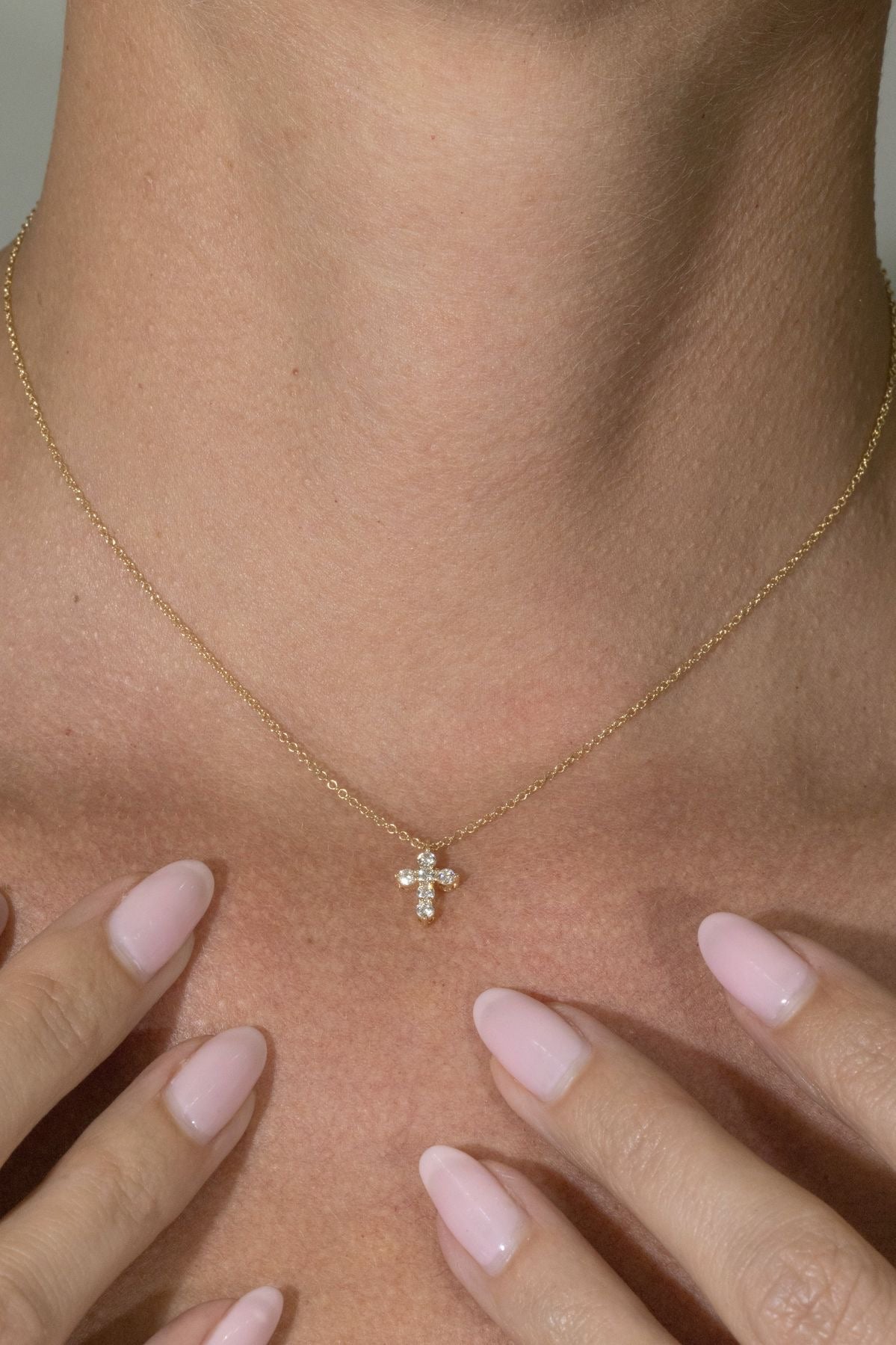 Dainty Cross Diamond Necklace