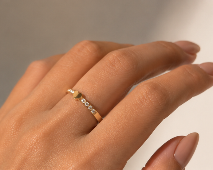 Gold Heart Diamond Ring