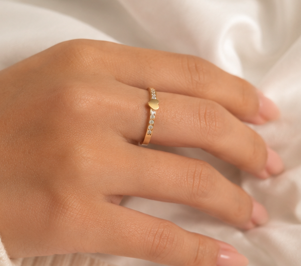 Gold Heart Diamond Ring