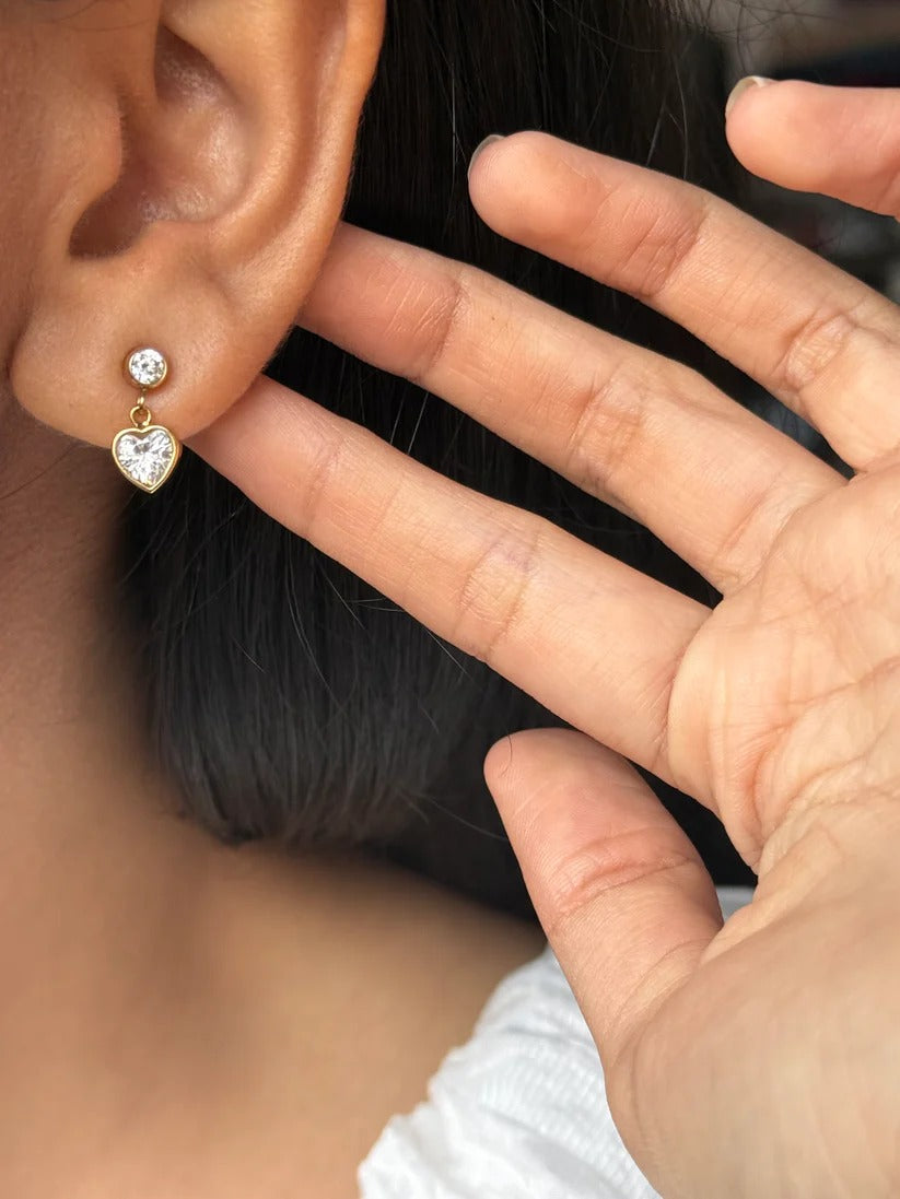 Heart Diamond Stud Earrings