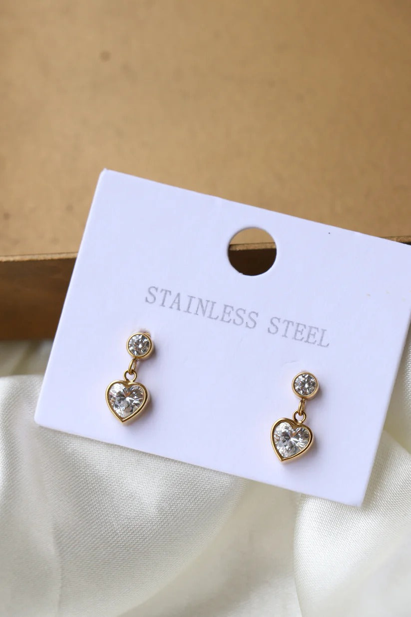 Heart Diamond Stud Earrings