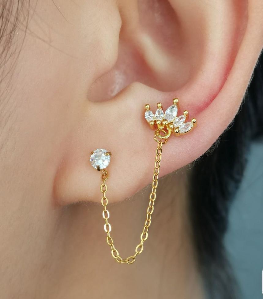 Layer Leaf diamond  Piercing (Pair)