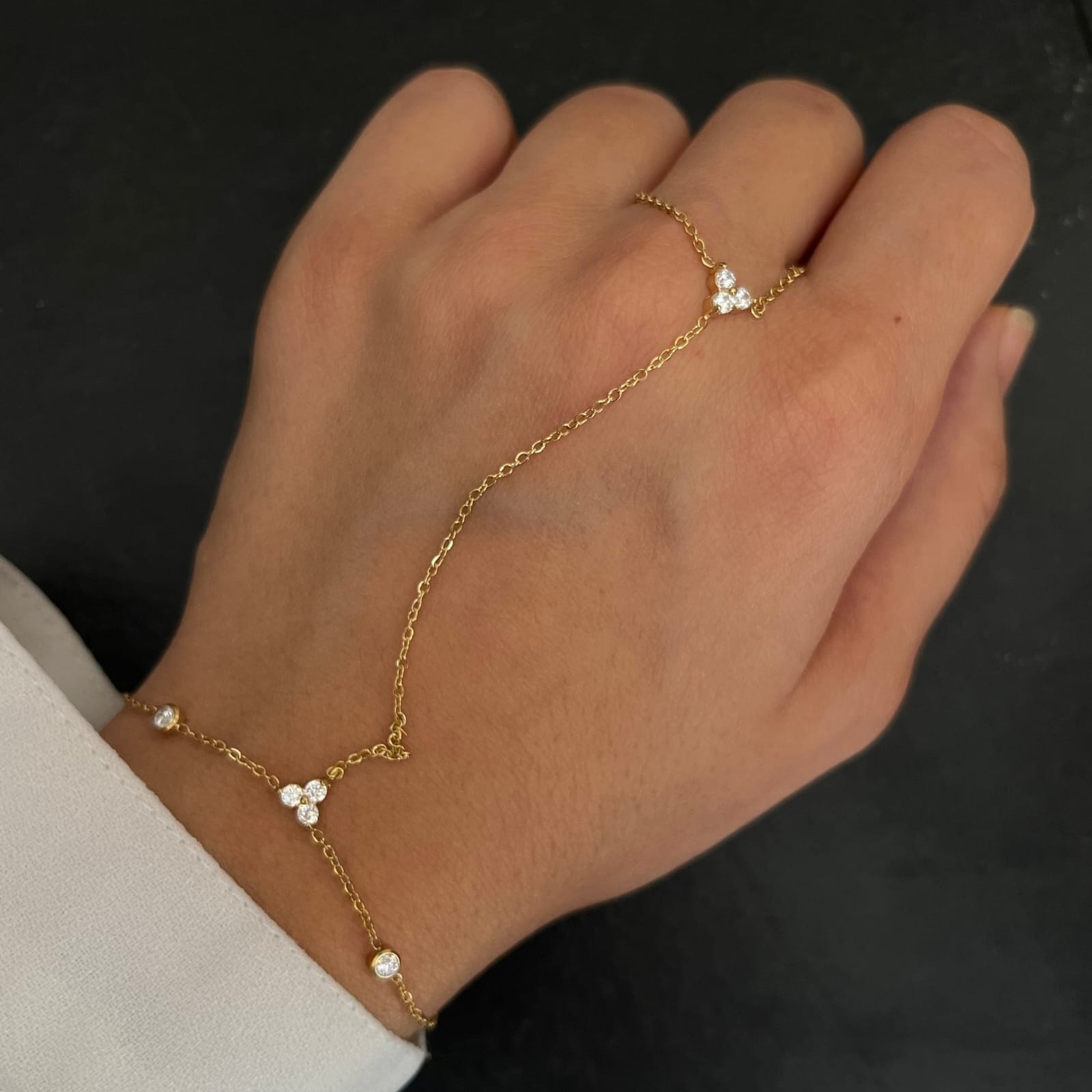 3 Diamond Hand Chain Bracelet